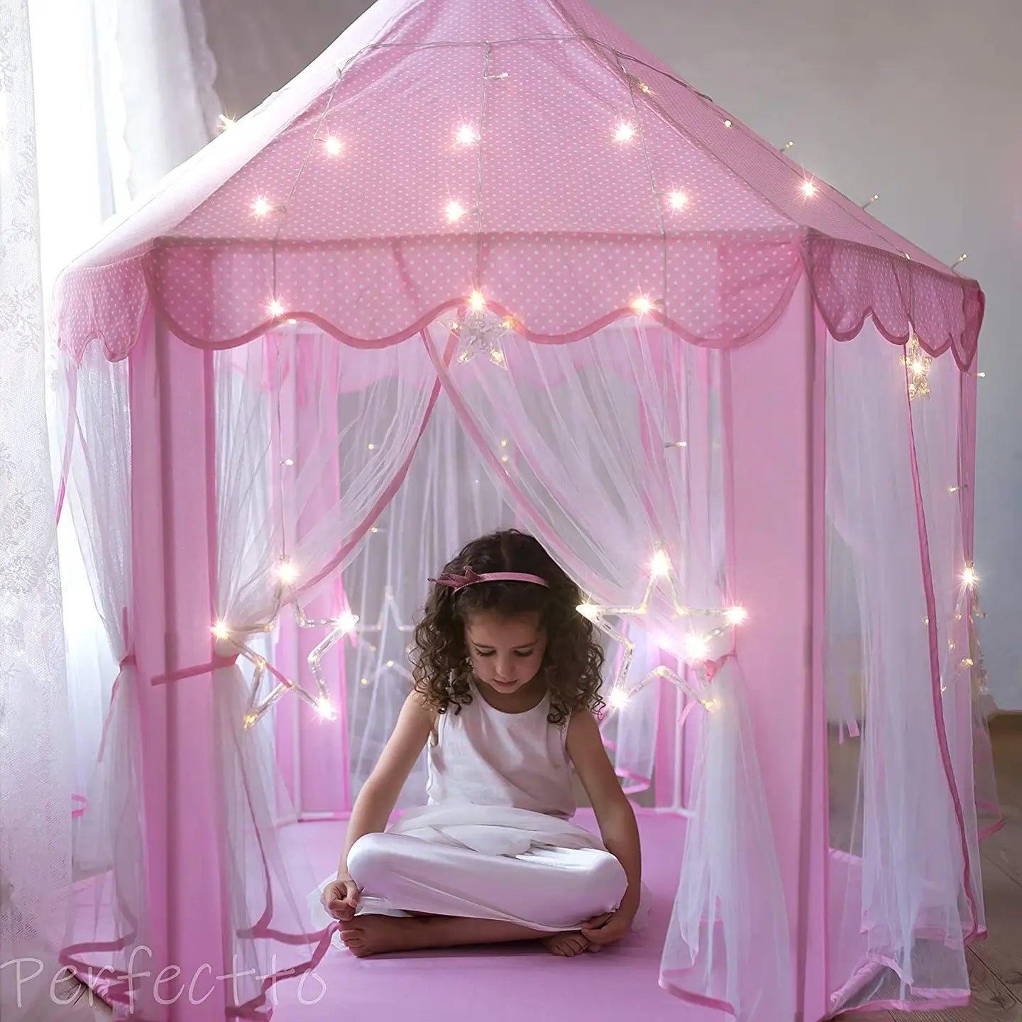 Princess Castle Play Tent with Large Star Lights
