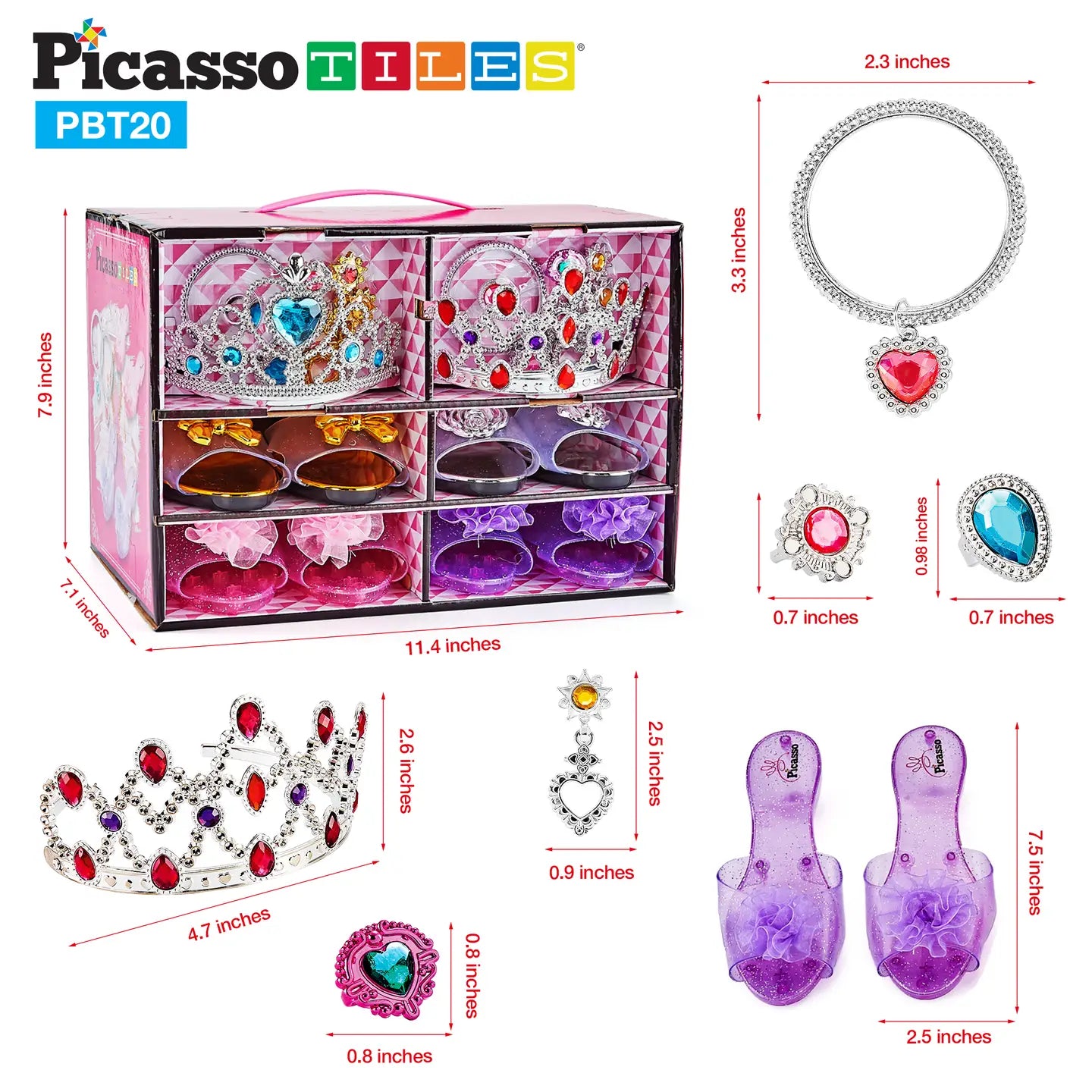 PicassoTiles 20pc Royal Princess Dress Up Set