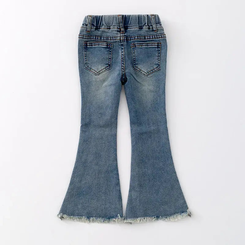 Girls Spring Light Blue Denim Jean Bell Pant
