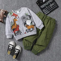 2pcs Toddler Boy Animal Pattern Patch Pocket Set 2 Years Grey