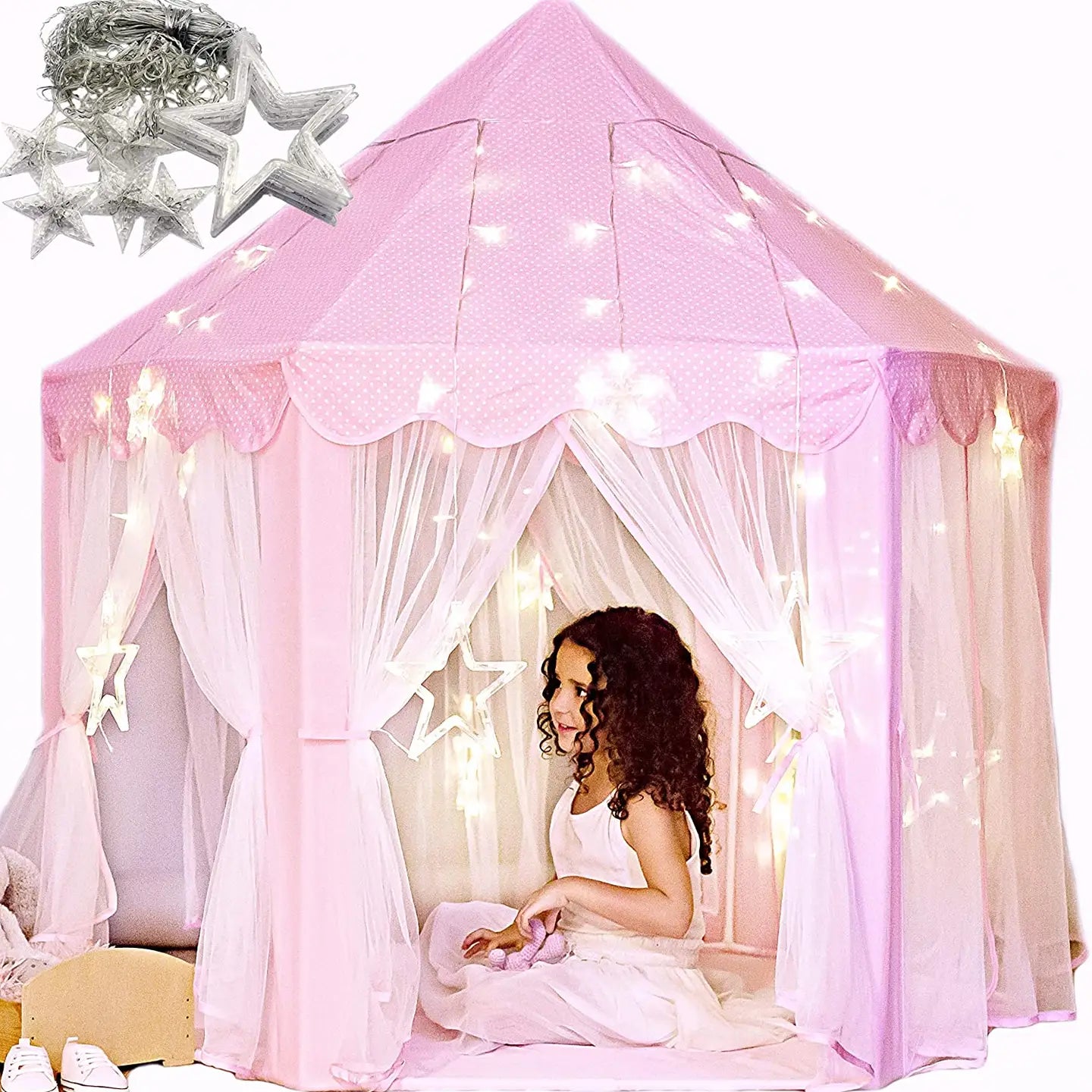 Princess Castle Play Tent with Large Star Lights