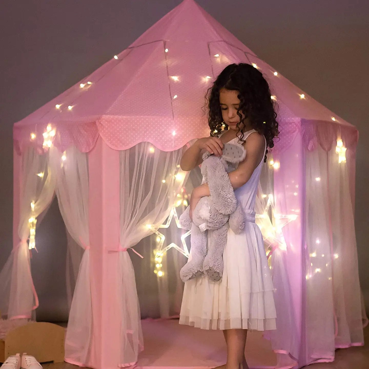 Princess Castle Play Tent with Large Star Lights