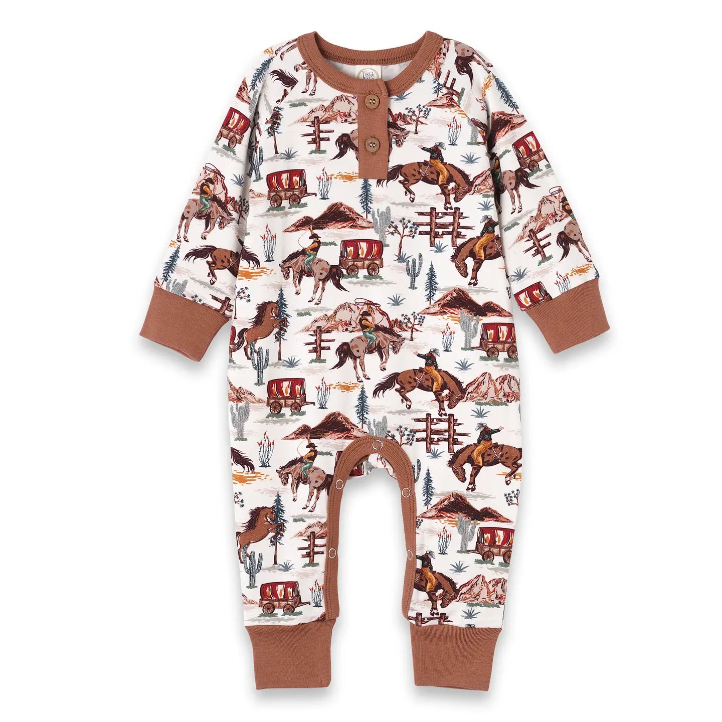 Cowboy Henley Baby Romper – Bamboo Western Spirit