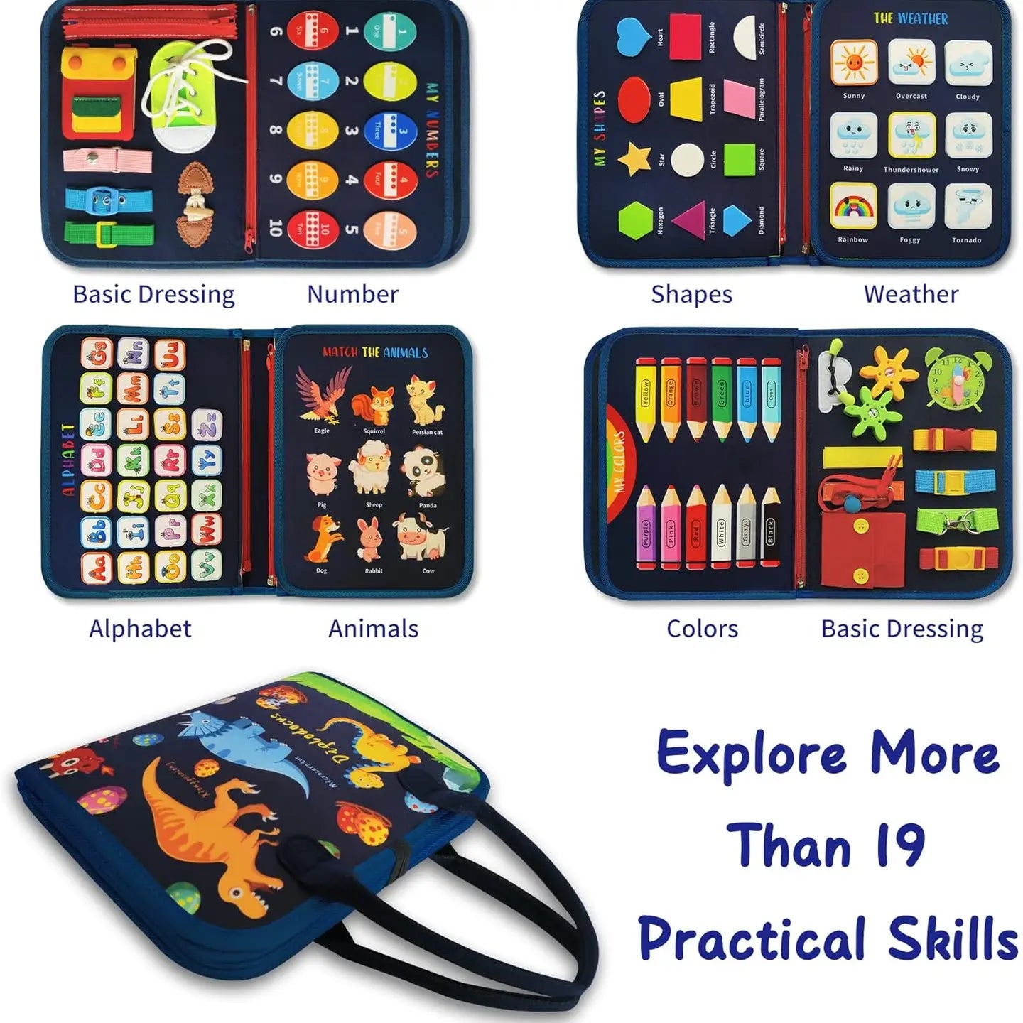 Educational Felt Busy Book Kids Sensory Montessori(10 Pack) 1 Set(Mix & Match Styles)