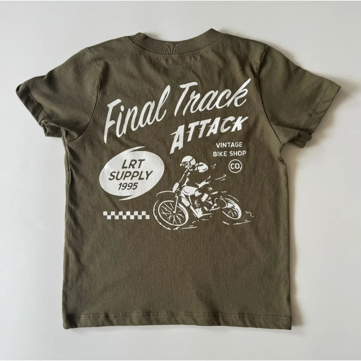 FINAL TRACK ATTACK TEE - MILITARY GREEN -little Rad Things