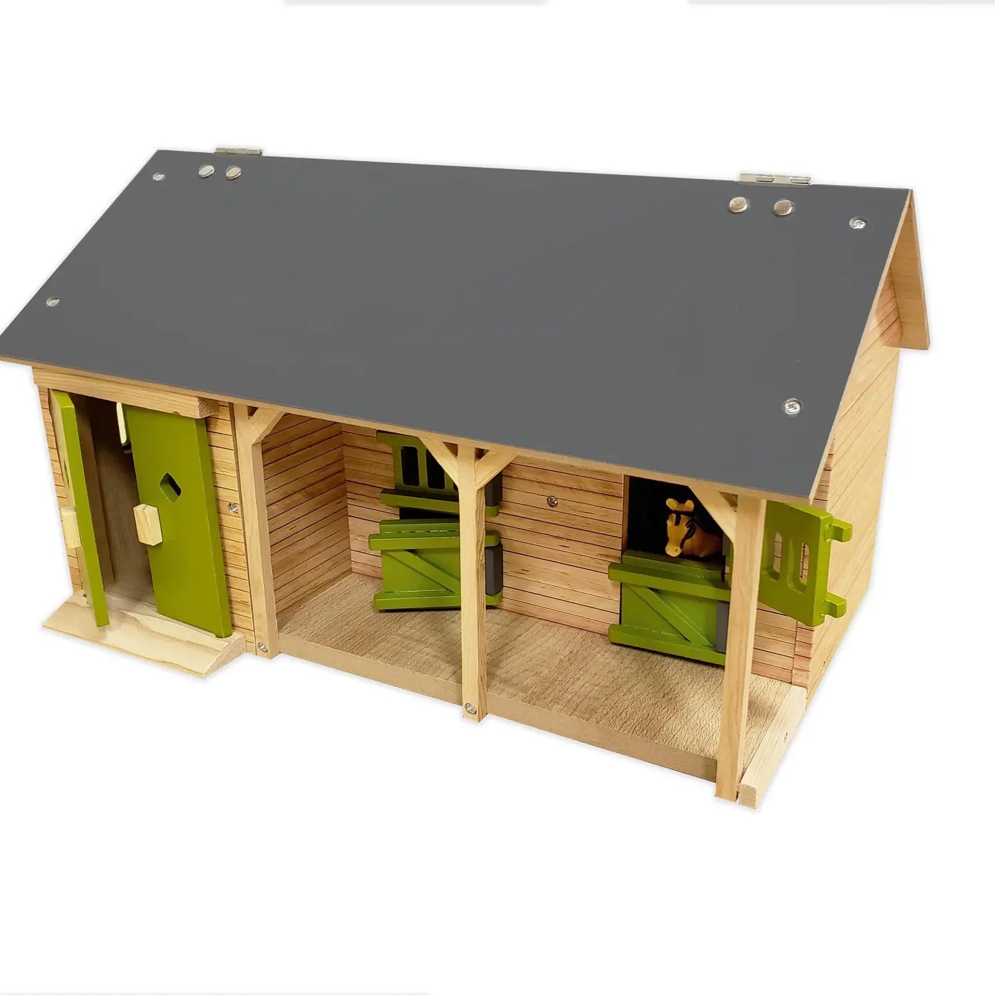 Kids Globe 1:32 Scale Wooden Horse Stable Toy with 2 Stalls