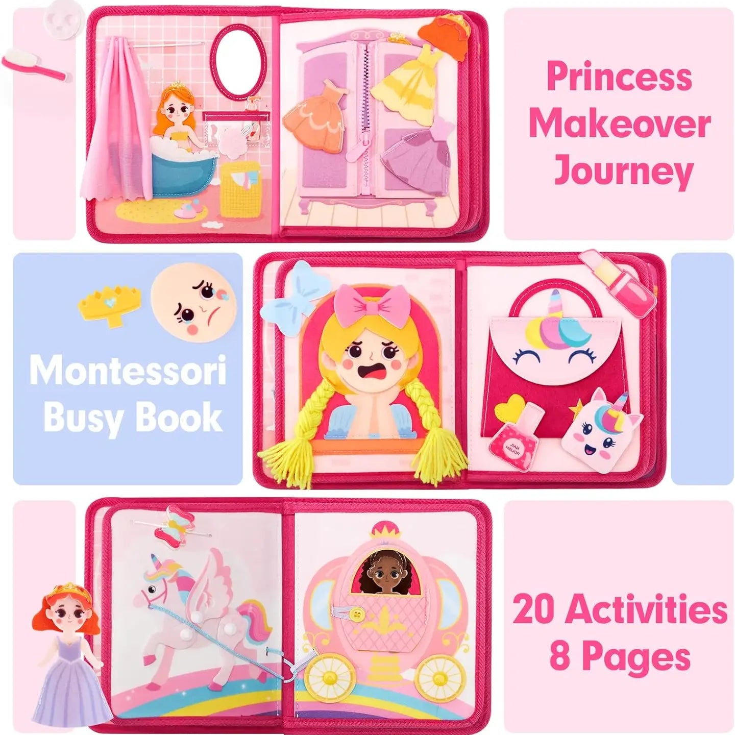 Montessori Toys Pink Princess Makeover Girls Quiet Busy Book