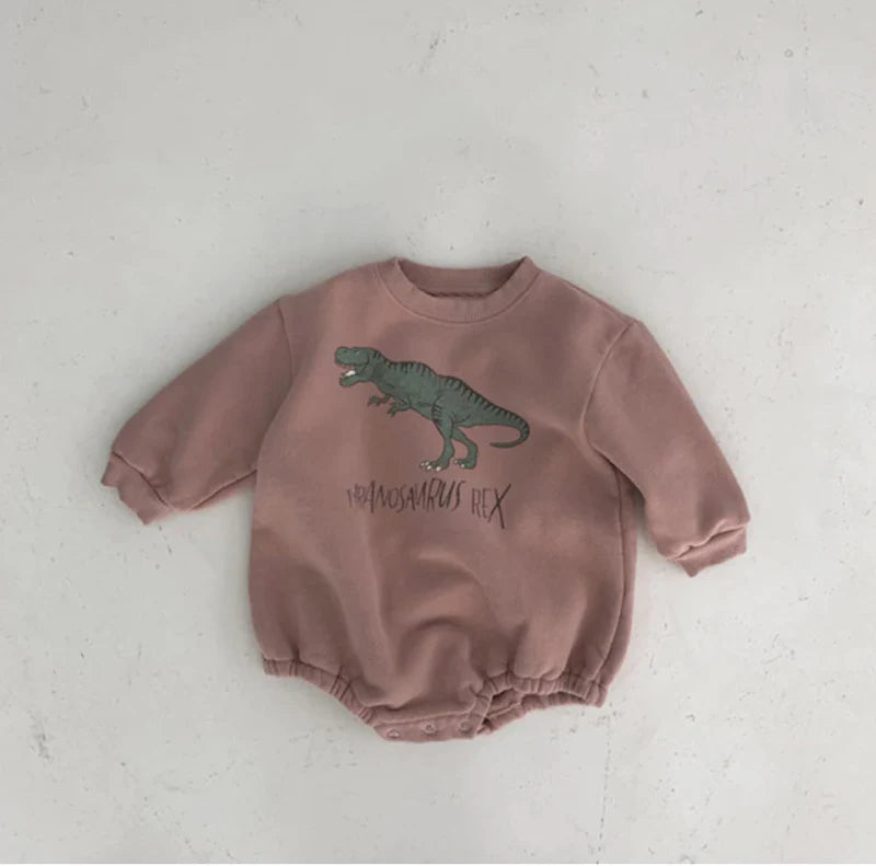 Dusty Rose T-Rex Baby Romper
