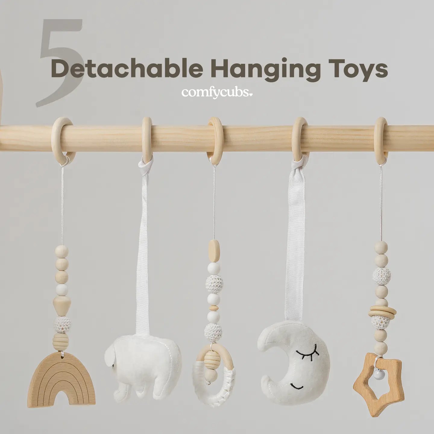 Foldable Baby Play Gym with 5 Hanging Toys by Comfy Cubs Blush