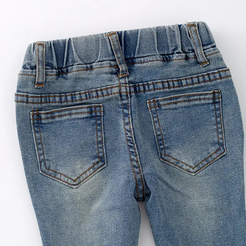 Girls Spring Light Blue Denim Jean Bell Pant