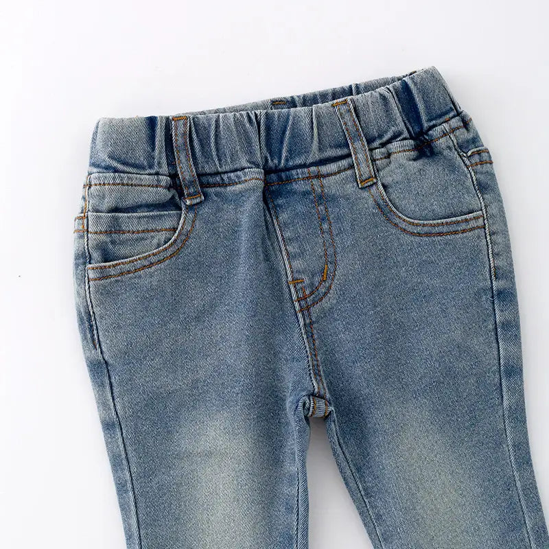 Girls Spring Light Blue Denim Jean Bell Pant